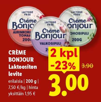 CRÈME BONJOUR Laktoositon levite