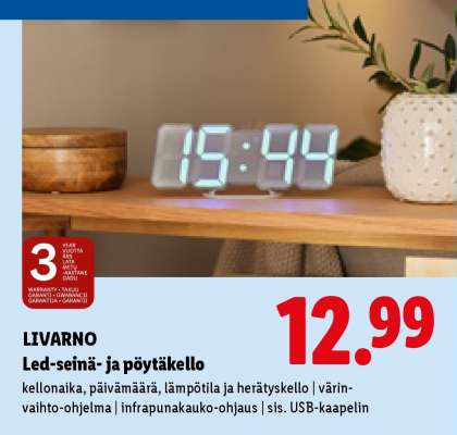 LIVARNO Led-seinä- ja pöytäkello