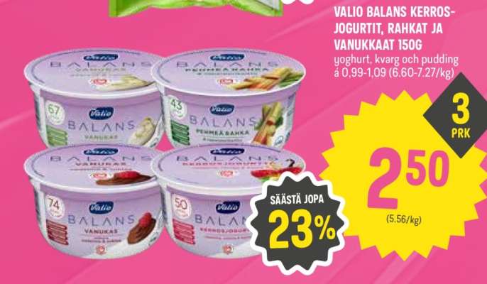 VALIO BALANS KERROS-JOGURIT, RAHKAT JA VANUKKAAT 150G