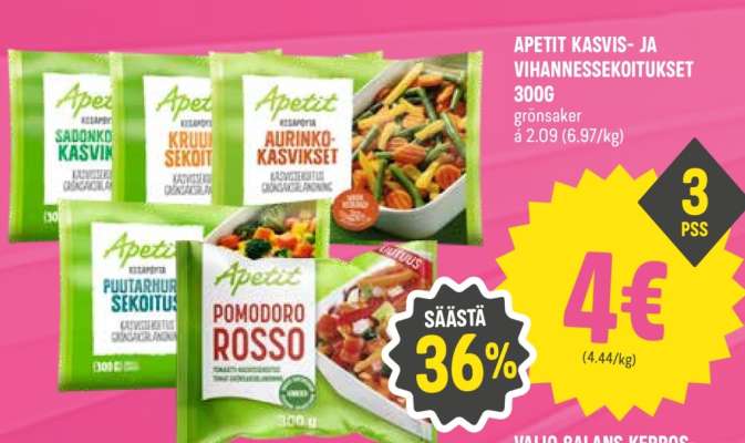 APETIT KASVIS- JA VIHANNESSEKOITUKSET