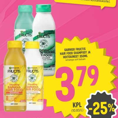 GARNIER FRUCTIS HAIR FOOD SHAMPOOT JA HOITOAINEET 350ML