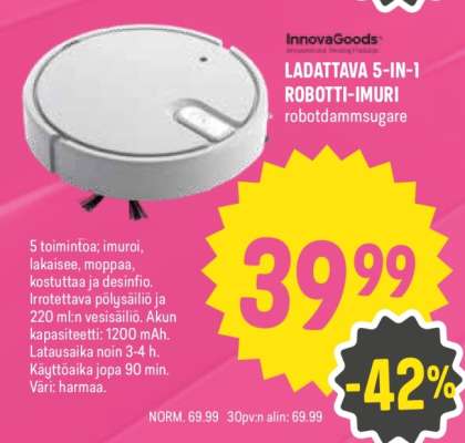InnovaGoods Ladattava 5-in-1 Robotti-Imuri