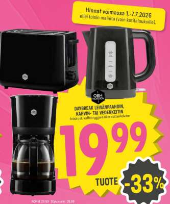 DAYBREAK LEIVÄNPAAHDIN, KAHVIN- TAI VEDENKEITIN