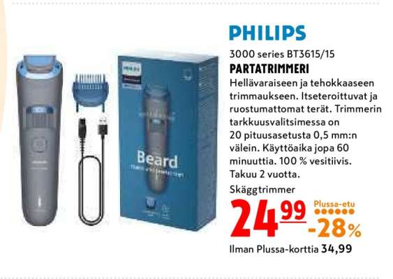PHILIPS 3000 series BT3615/15 PARTATRIMMERI