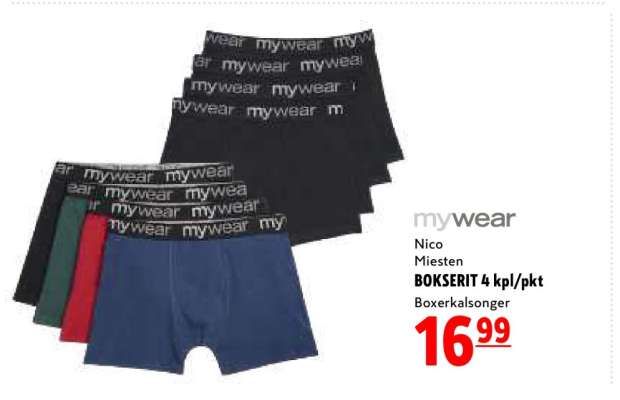 mywear Nico Miesten BOKSERIT 4 kpl/pkt