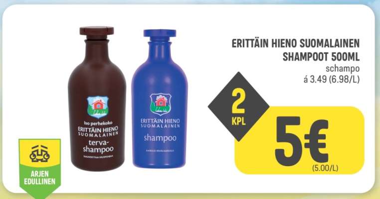 ERITTÄIN HIENO SUOMALAINEN SHAMPOOT 500ML