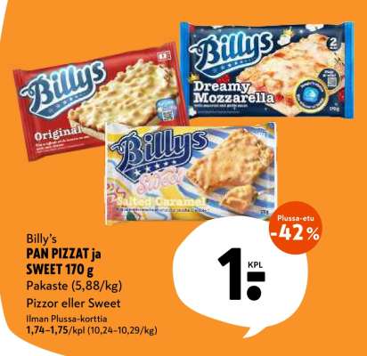 Billy’s PAN PIZZAT ja SWEET 170 g