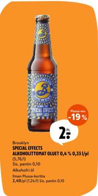 Brooklyn SPECIAL EFFECTS ALKOHOLITTOMAT OLUET 0,4 % 0,33 l/pl
