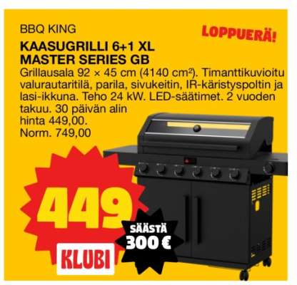 BBQ KING KAASUGRILLI 6+1 XL MASTER SERIES GB