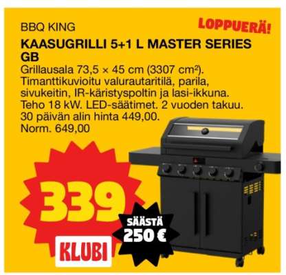 BBQ KING KAASUGRILLI 5+1 L MASTER SERIES GB