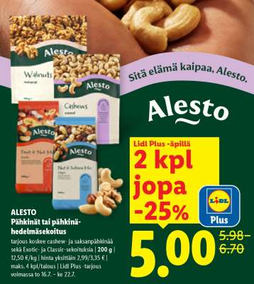 ALESTO Pähkinät tai pähkinä-hedelmäsekoitus