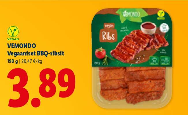 VEMMONDO Vegaaniset BBQ-ribsit