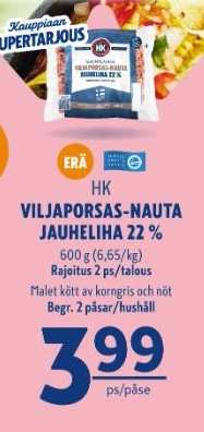 HK Viljaporsas-nauta jauheliha 22 %