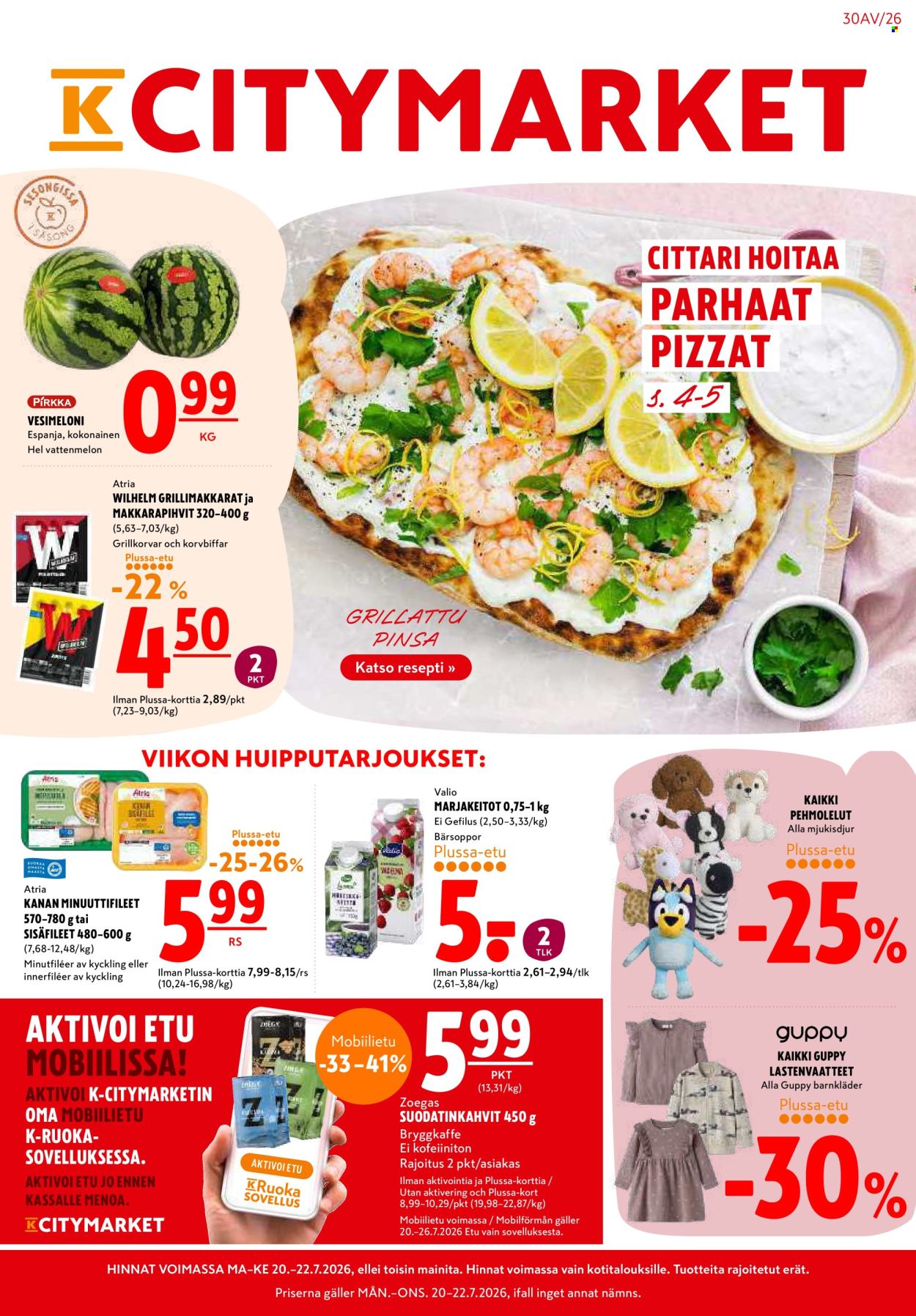 K-citymarket tarjoukset - 20.07.2026 - 22.07.2026. Sivu 1
