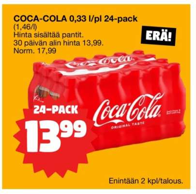 COCA-COLA 0,33 l/pl 24-PACK