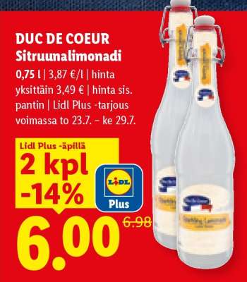 DUC DE COEUR Sitruunalimonadi