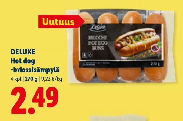 DELUXE Hot dog -briossisämpylä