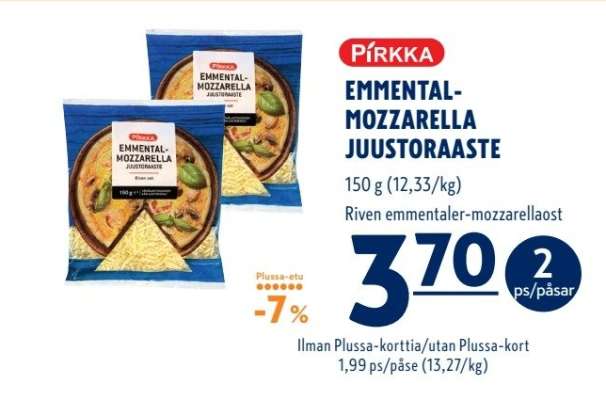 Pirkka Emmental-Mozzarella Juustoraaste