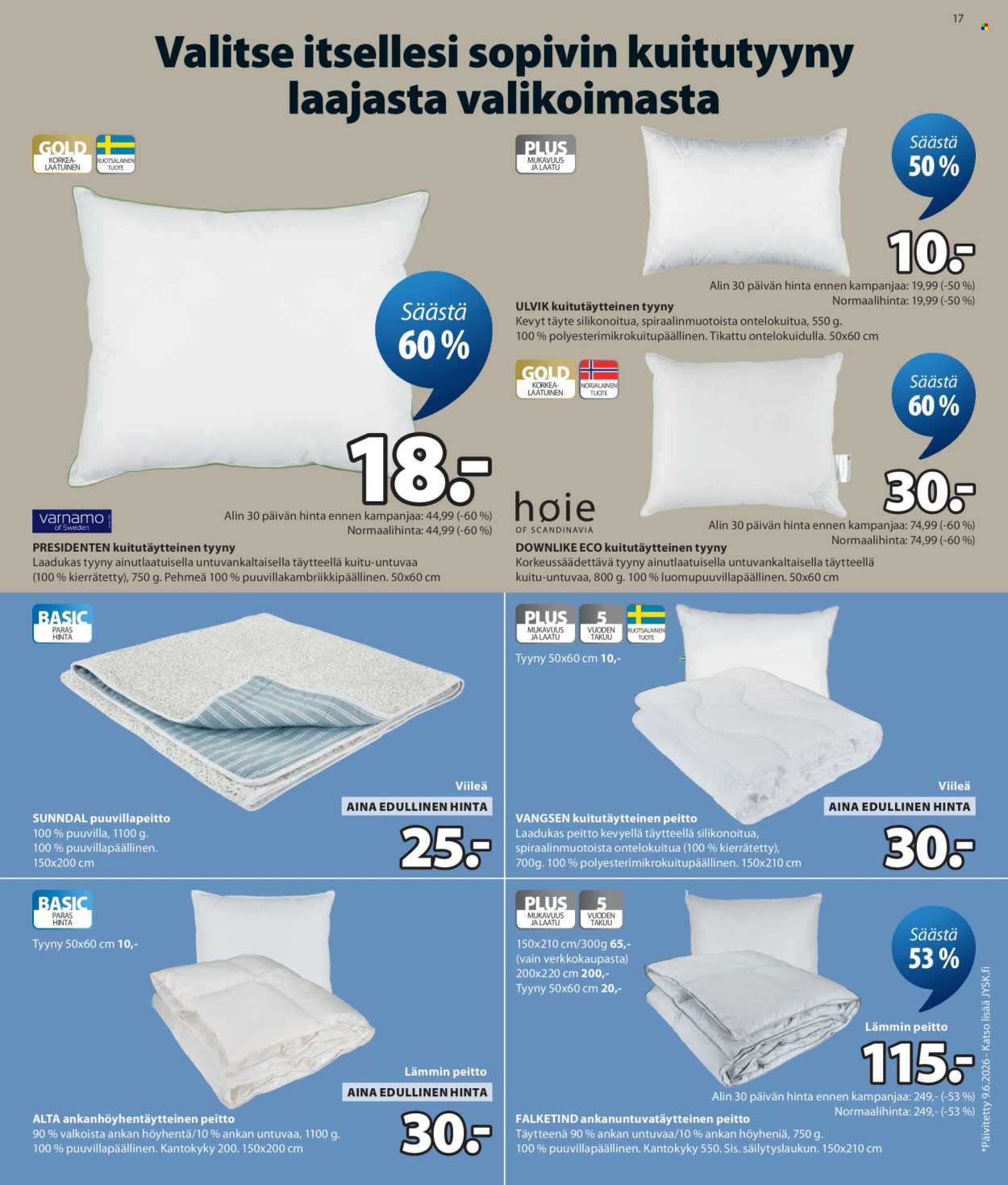 JYSK tarjoukset - 23.07.2026 - 02.09.2026. Sivu 17