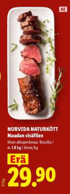 NORVIDA NATURKÖTT Naudan sisäfilee