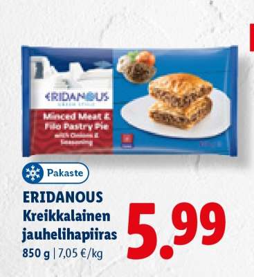 ERIDANOUS Kreikkalainen jauhelihapiiras
