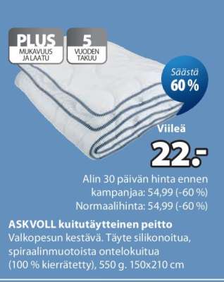 ASKVOLL kuitutäytteinen peitto
