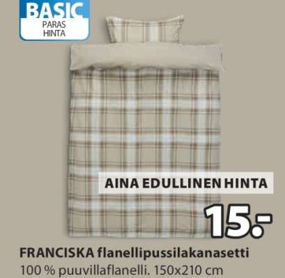 FRANCISKA flanellipussilakanasetti