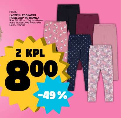 PEUHU LASTEN LEGGINGSIT ROSIE AOP TAI RAMILA