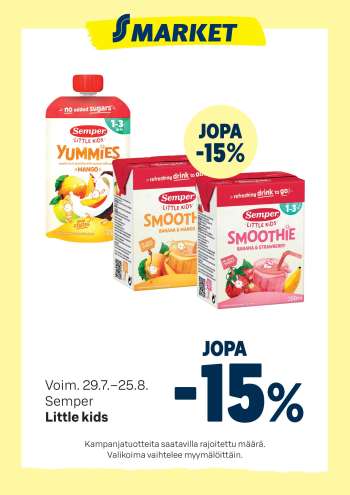 S-market tarjoukset  - 29.07.2026 - 25.08.2026.