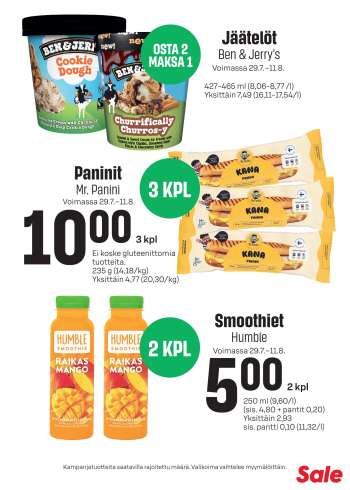 Sale tarjoukset  - 29.07.2026 - 11.08.2026.