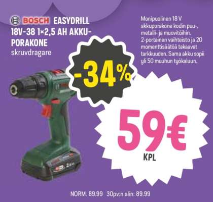 BOSCH EASYDRILL 18V-38 1×2,5 AH AKKU-PORAKONE