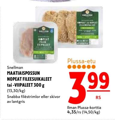 Snellman MAATIAISPOSSUN NOPEAT FILEESUIKALEET tai -VIIPALEET 300 g