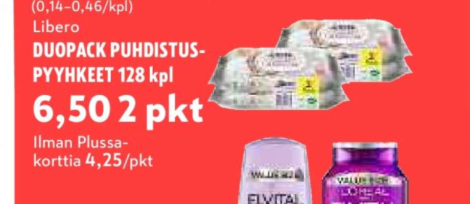 Libero DUOPACK PUHDISTUSPYYHKEET 128 kpl