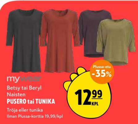 Betsy tai Beryl Naisten PUSERO tai TUNIKA