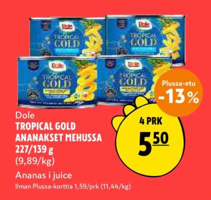 Dole TROPICAL GOLD ANANAKSET MEHUSSA 227/139 g