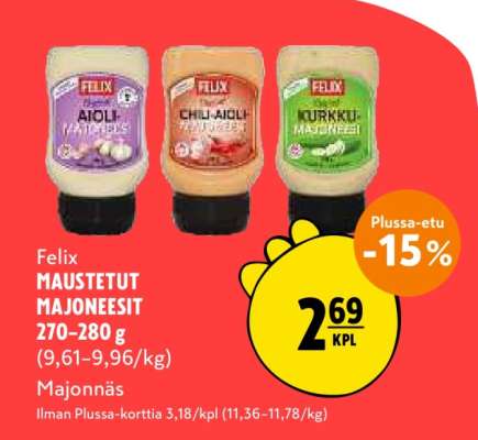 Felix MAUSTETUT MAJONEESIT 270-280 g
