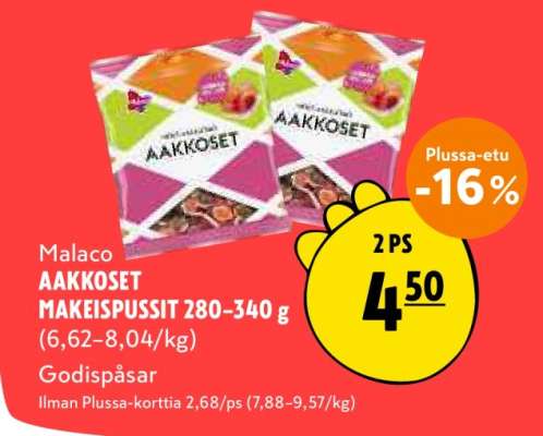 Malaco AAKKOSET MAKEISPUSSIT 280–340 g