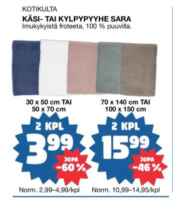 KOTIKULTA KÄSI- TAI KYLPYPYYHE SARA