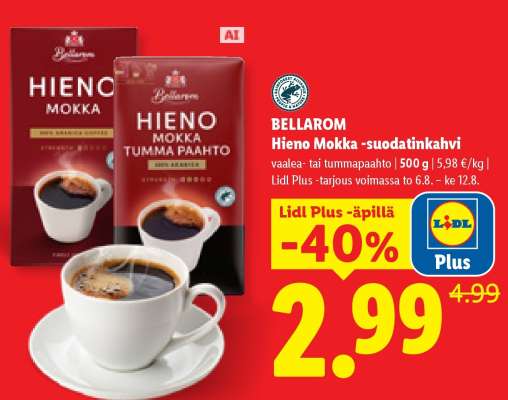 Bellarom Hieno Mokka -suodatinkahvi