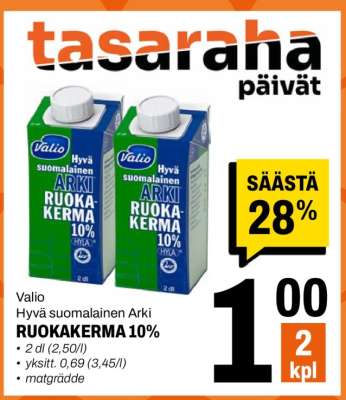 Valio Hyvä suomalainen Arki RUOKAKERMA 10%