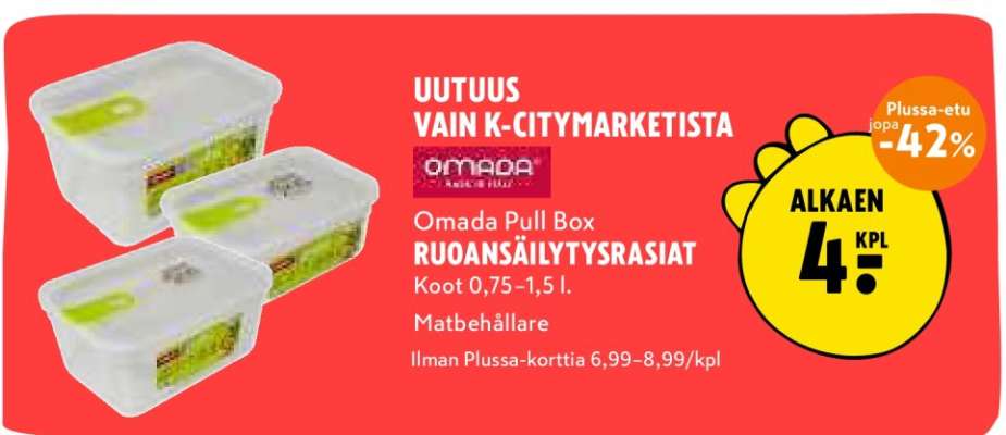 Omada Pull Box Ruoansäilytysrasia