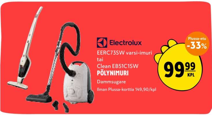 Electrolux EERC73SW VARSI-IMURI tai Clean EB51C1SW PÖLYNIMURI