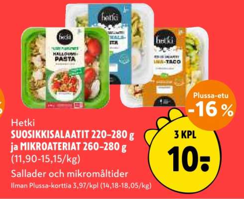 Hetki SUOSIKKISALAATIT 220–280 g ja MIKROATERIAT 260–280 g
