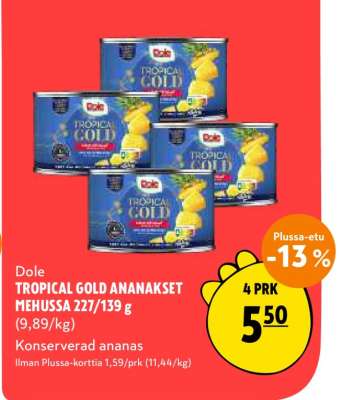 Dole TROPICAL GOLD ANANAKSET MEHUSSA 227/139 g
