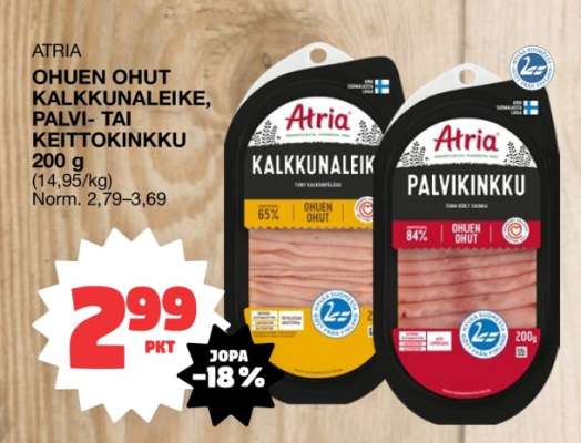 ATRIA OHUEN OHUT KALKKUNALEIKE, PALVI- TAI KEITTOKINKKU