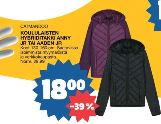 CATMANDOO KOULULAISTEN HYBRIDITAKKI ANNY JR TAI AADEN JR
