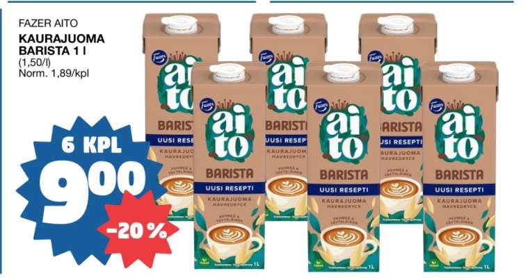 Fazer Aito Kaurajuoma Barista 1 l