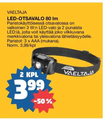 VAELTAJA LED-OTSAVALO 80 lm