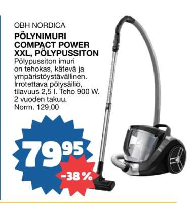 OBH NORDICA PÖLYNIMURI COMPACT POWER XXL, PÖLYPUSSITON
