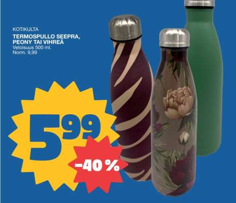 KOTIKULTA TERMOSPULLO SEEPRA, PEONY TAI VIHREÄ